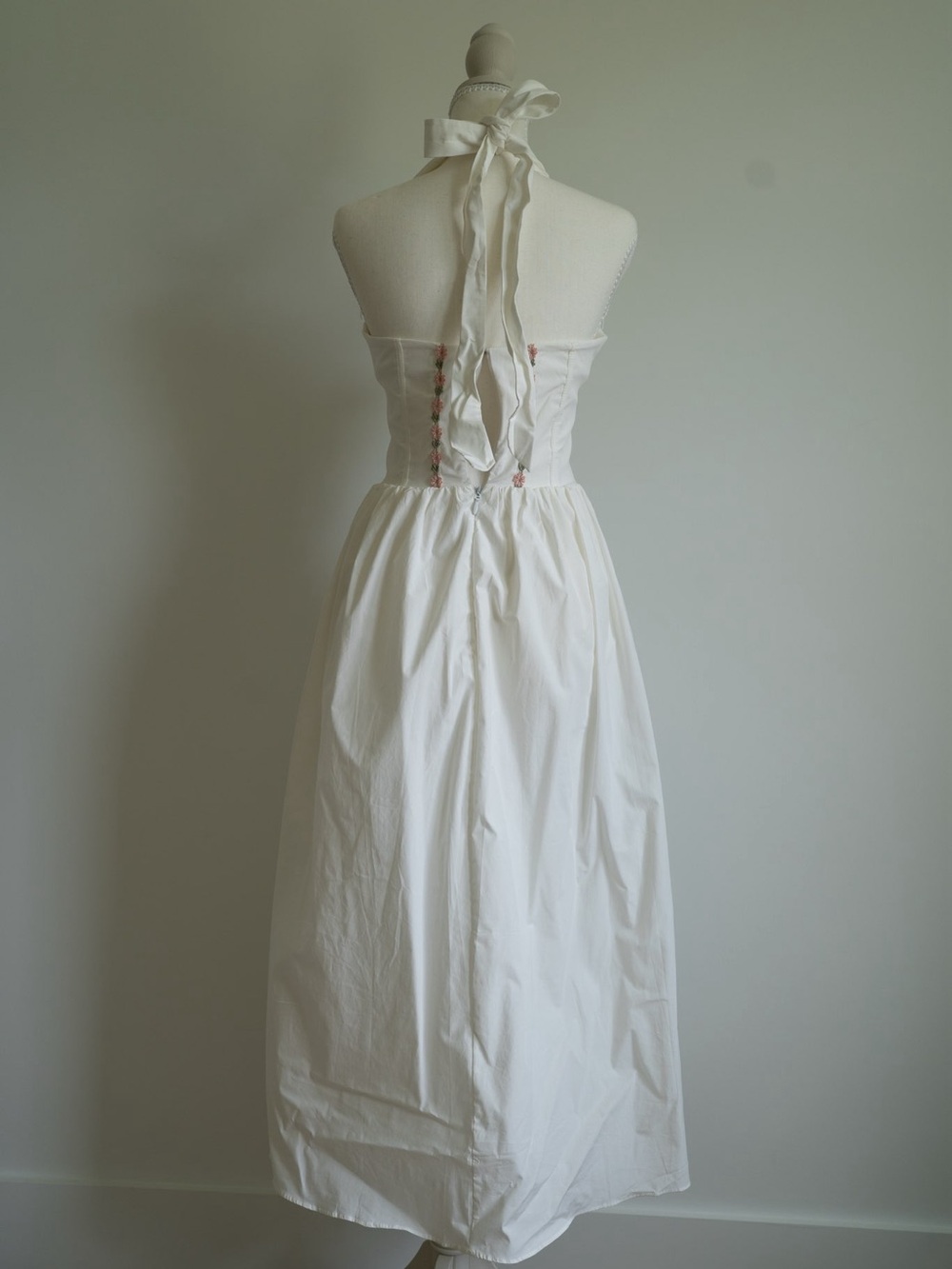 House of CB White Midi Halter Dress with Pink Floral Trim - Picture 3 of 14